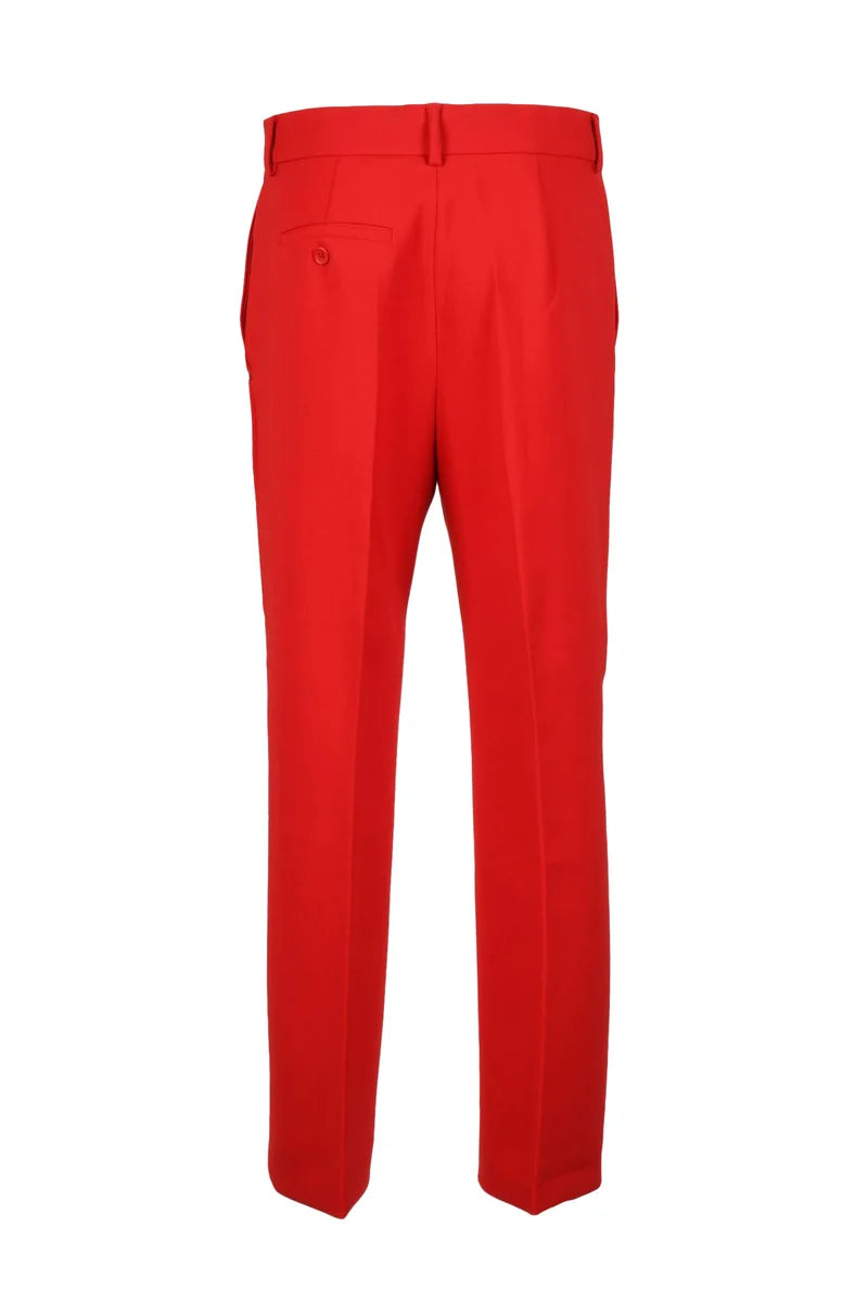 Tailored Straight-Leg Trousers with Red Hue