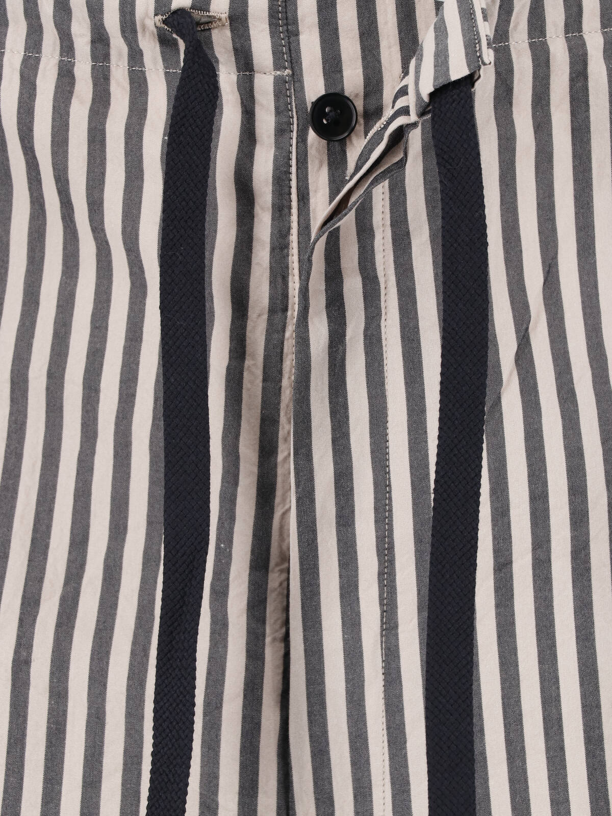 Black/Beige Vertical Striped Straight-Leg Trousers