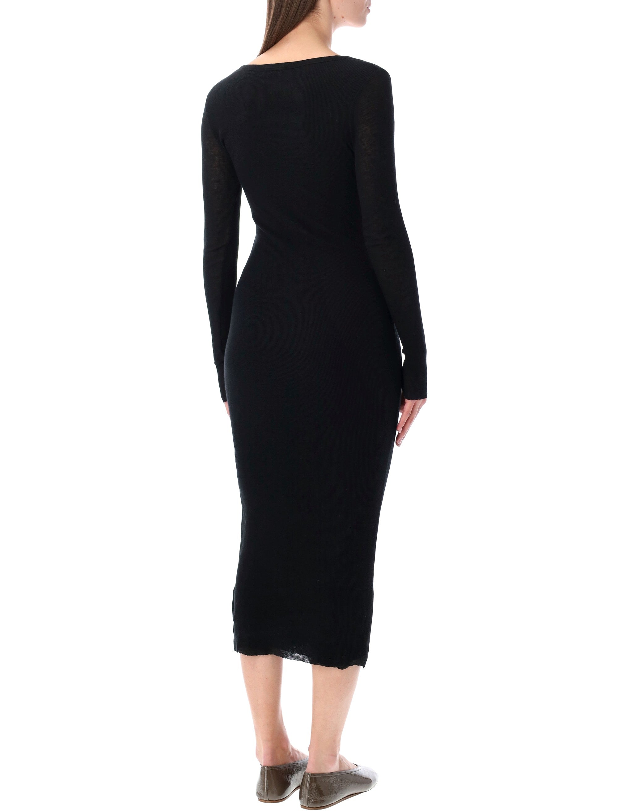 Cotton And Cashmere Rib V-Neck Dress