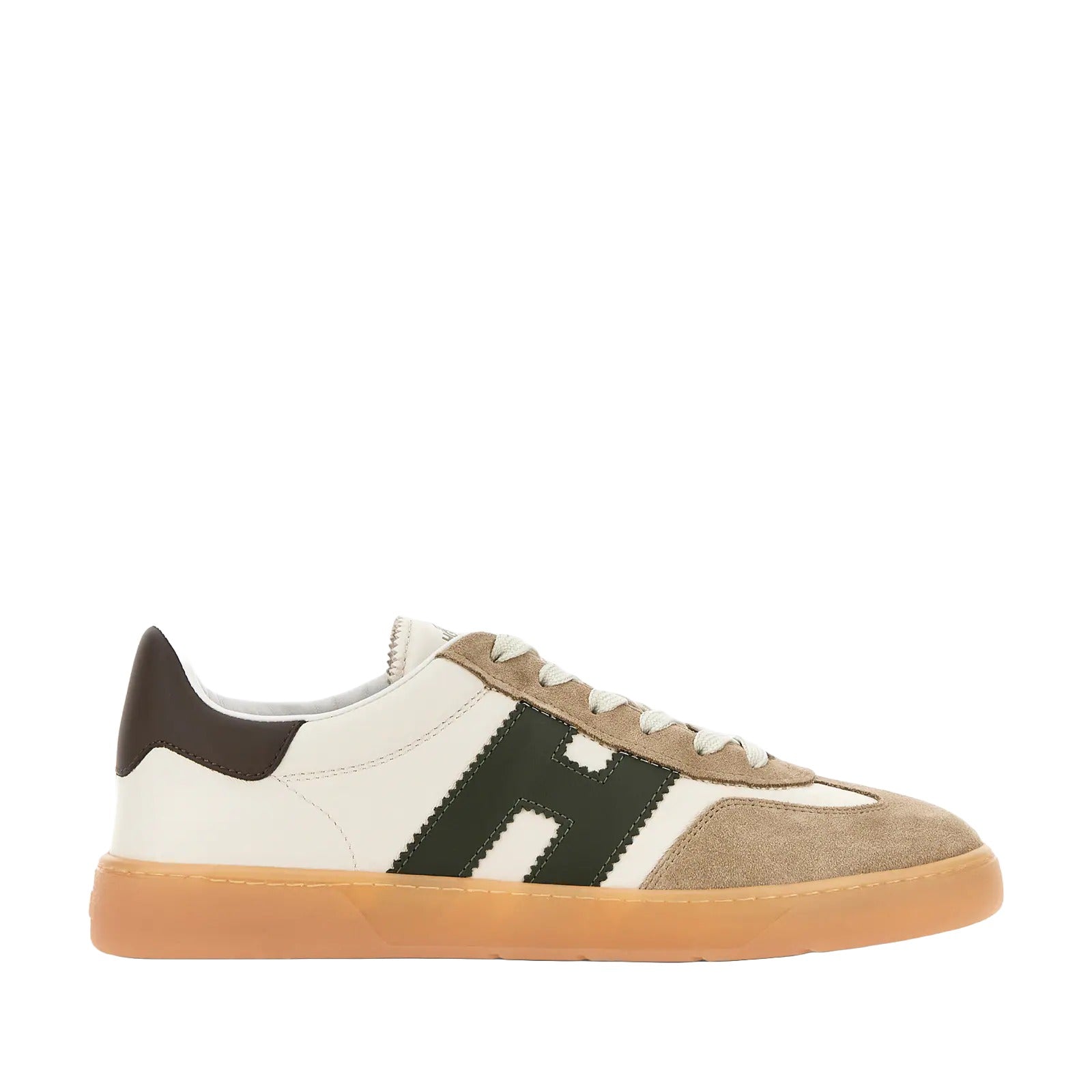 Lace-Up Sneakers With Beige Suede Overlays