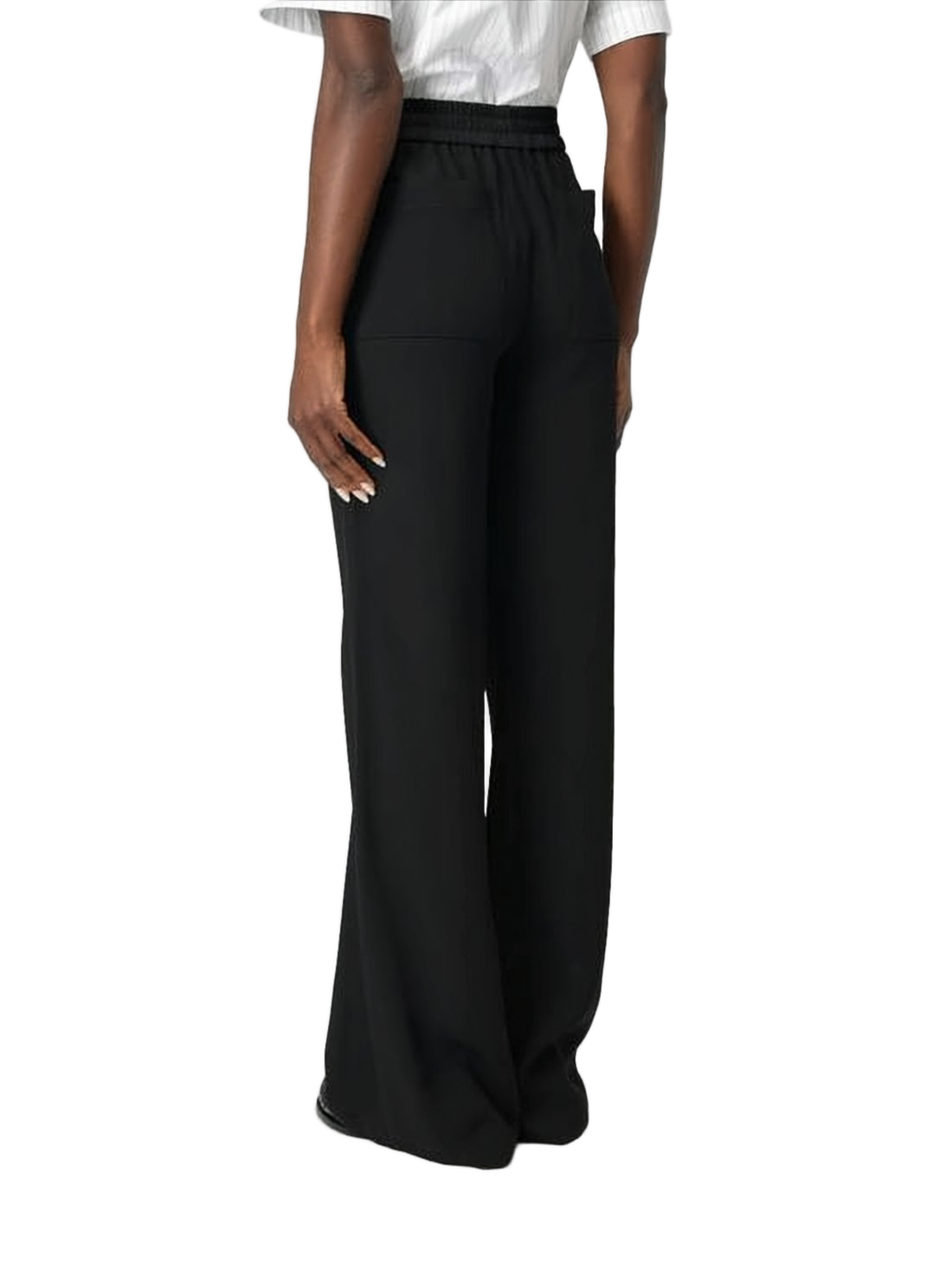 Wide-Leg Black Pants with Elastic Waistband