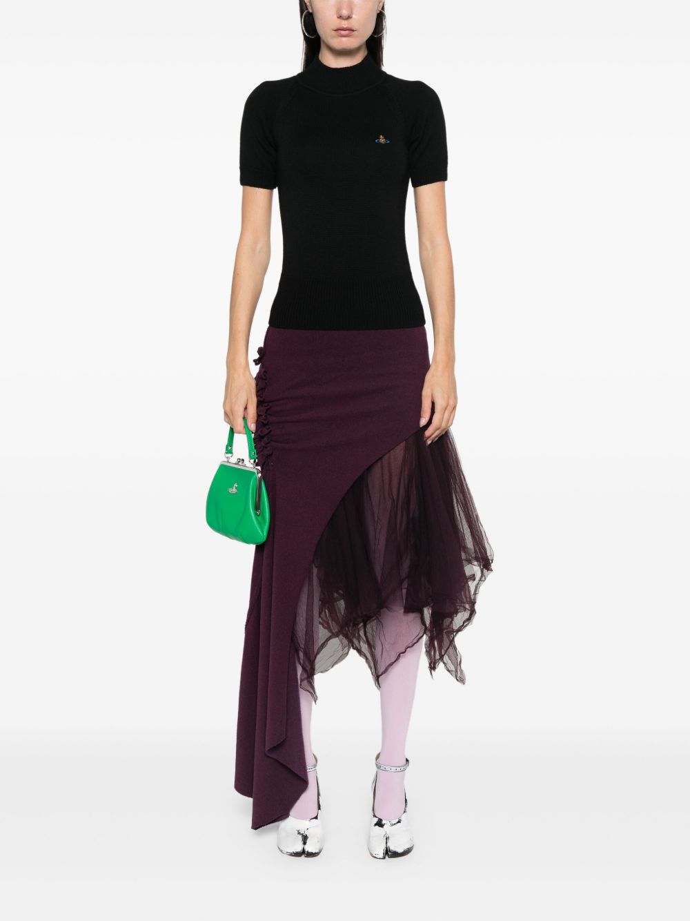 Black Fine Ribbed Knit Top