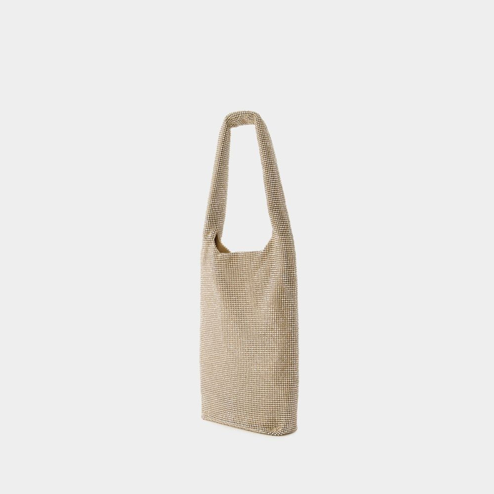 Crystal Mesh Wine Cooler Shoulder Bag - Mesh - Beige