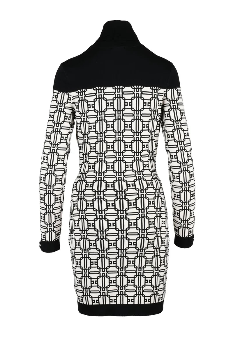 Short Knit Dress - Black/White