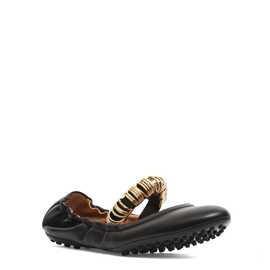 Black Gommino Leather Ballerinas