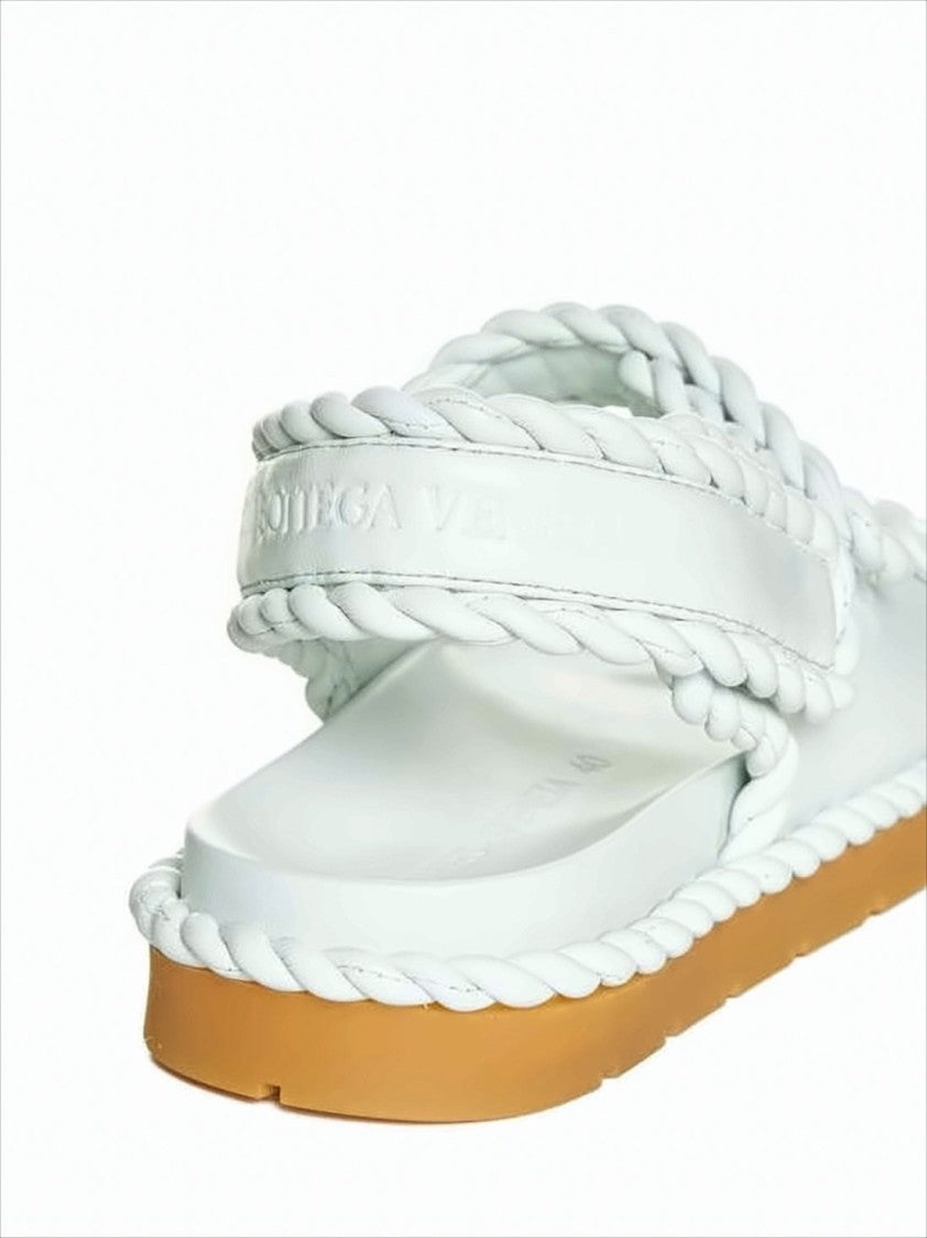 Braided White Lamb Leather Sandal