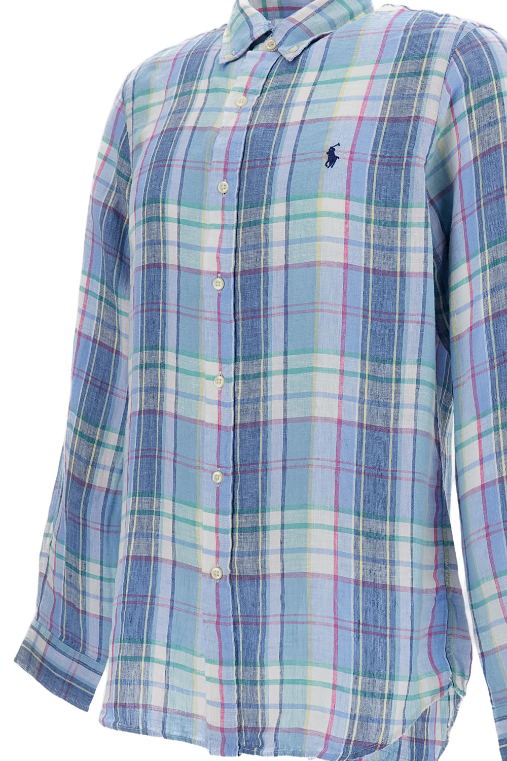 Multicolor Check Linen Button-Down Shirt