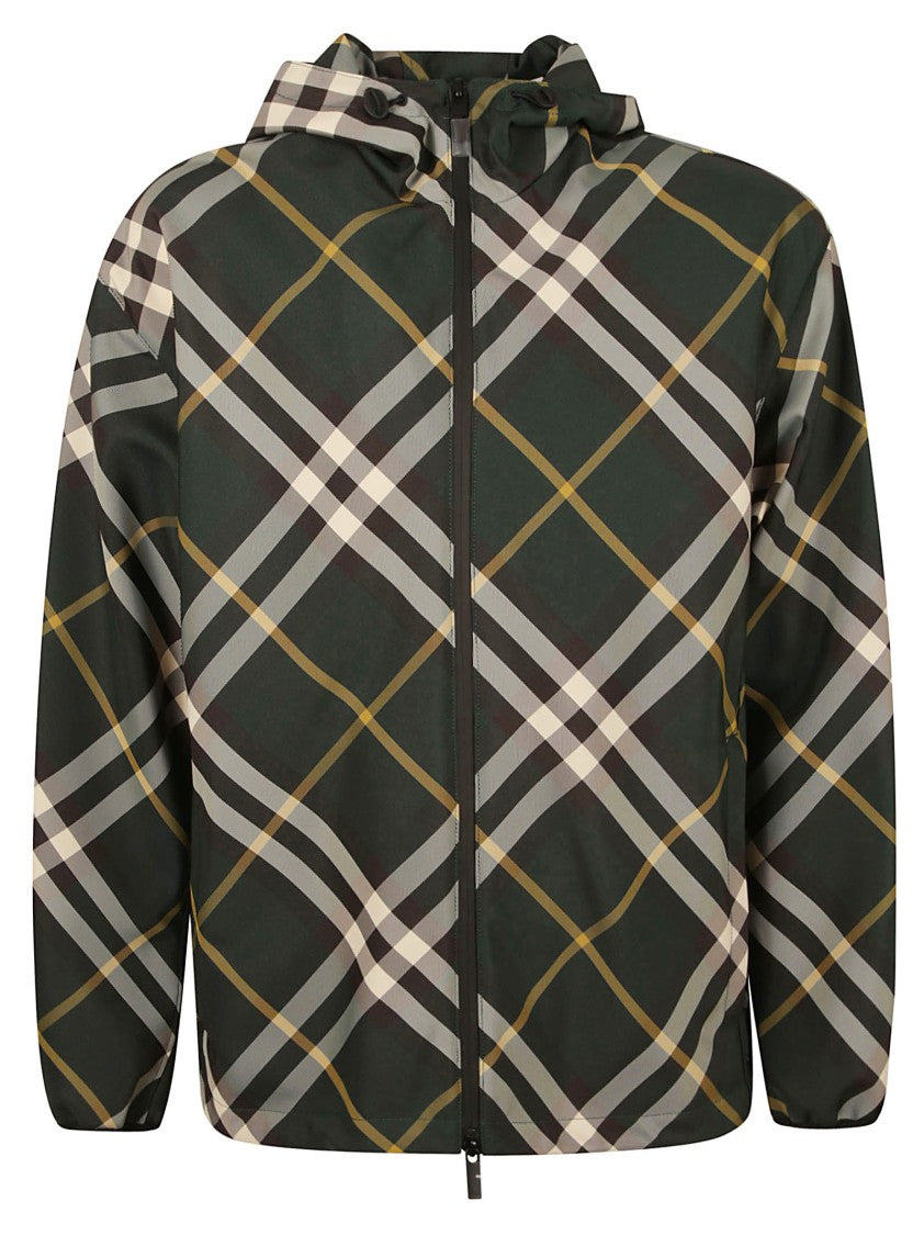 Plaid Hooded Coat With Zip Closure