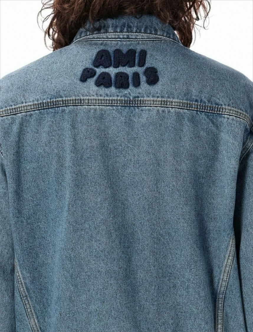Medium Blue Denim Jacket with Embroidered Details