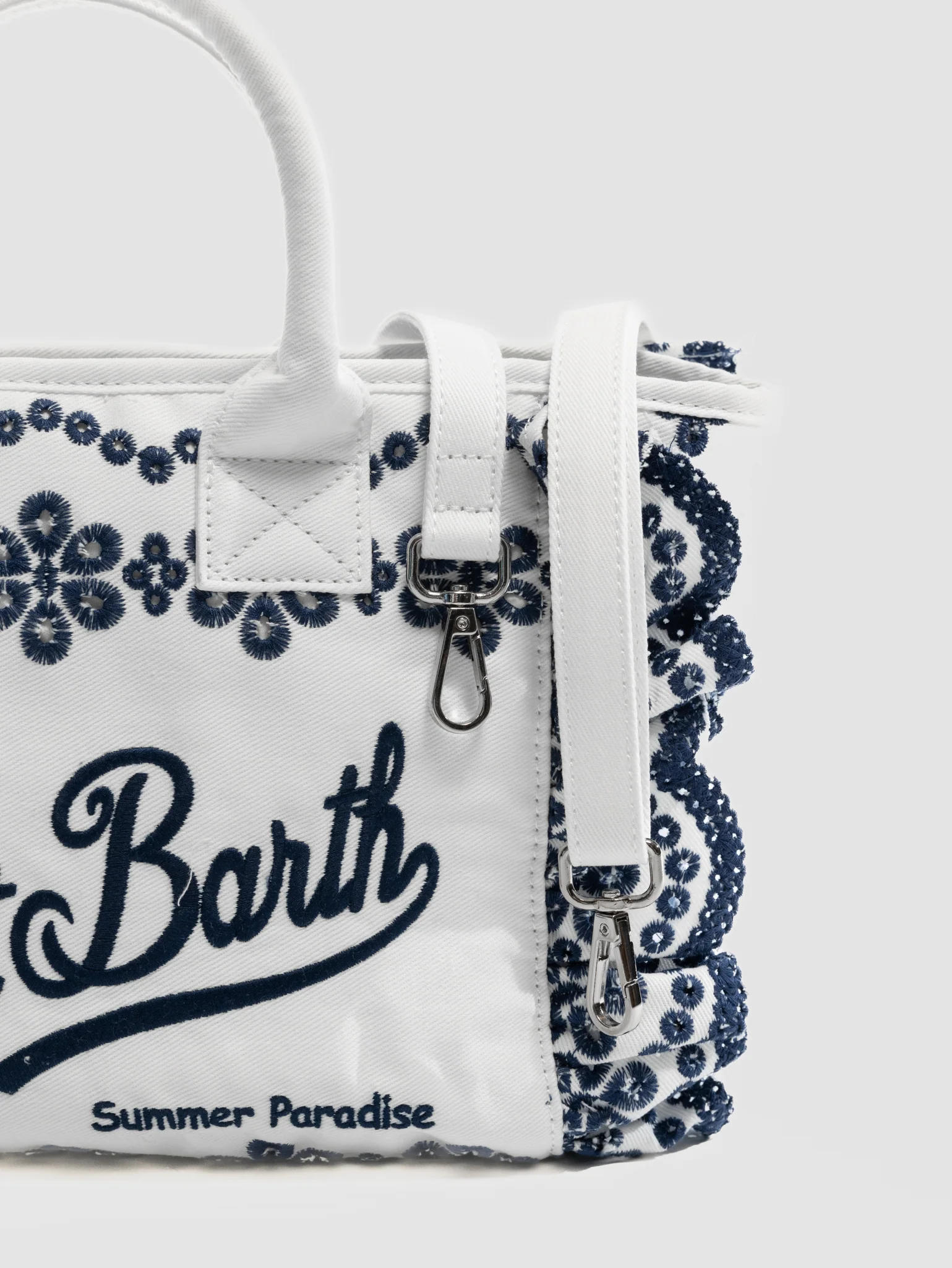 Rectangular Tote Bag with Floral Embroidery