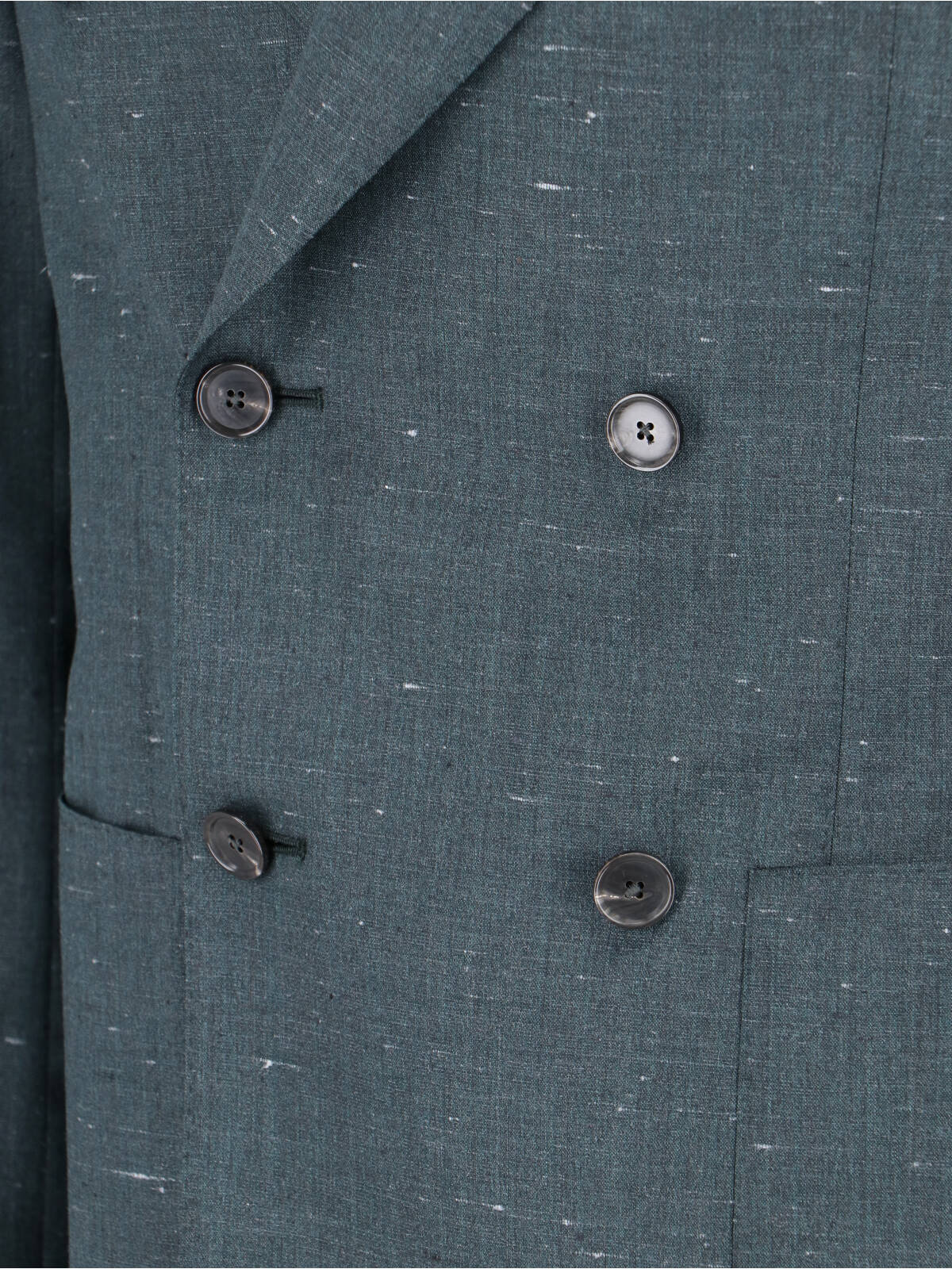 Green Double-Breasted Textured Silk-Wool Blazer