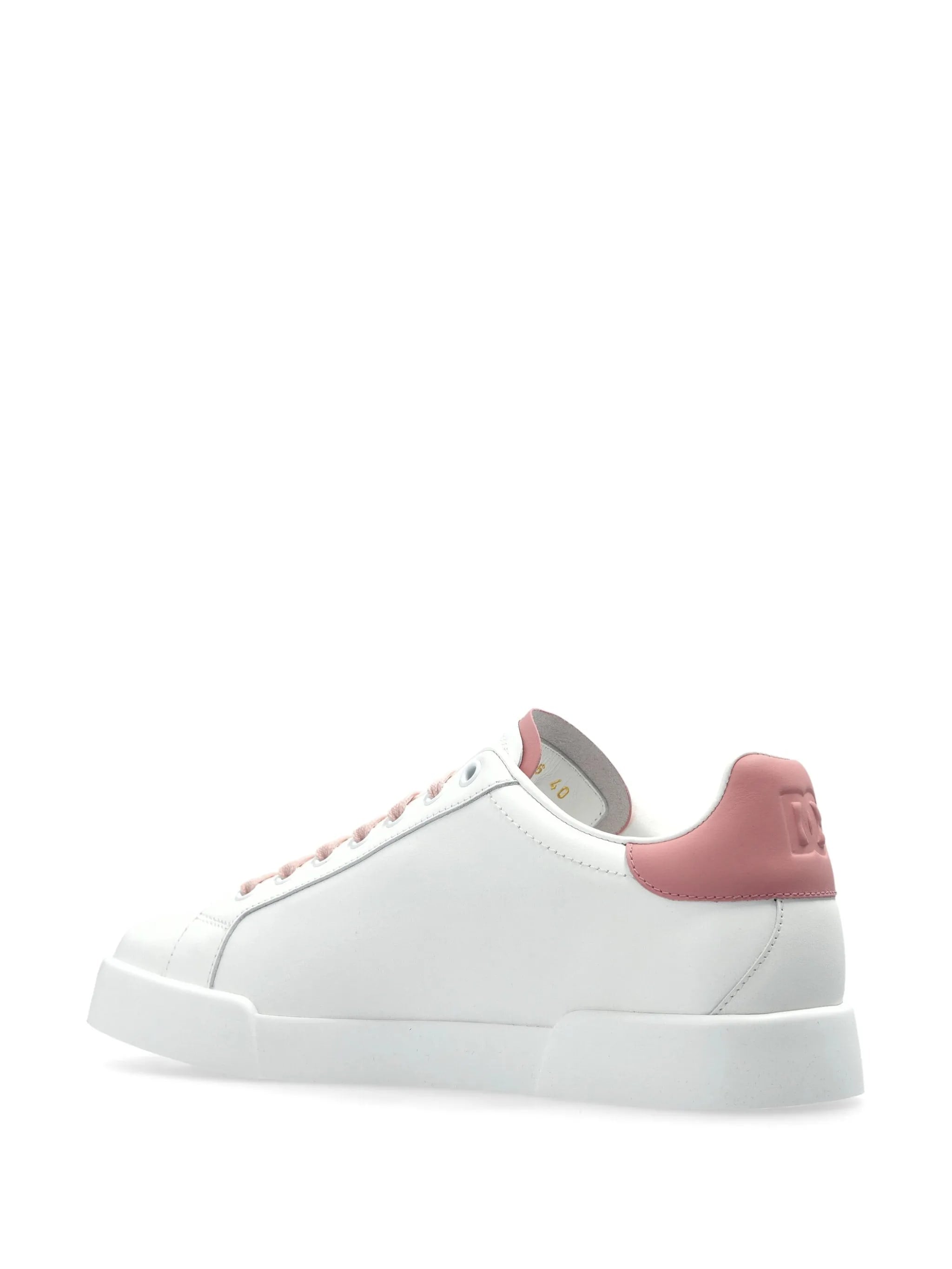 White Portofino Perforated Logo Leather Sneakers