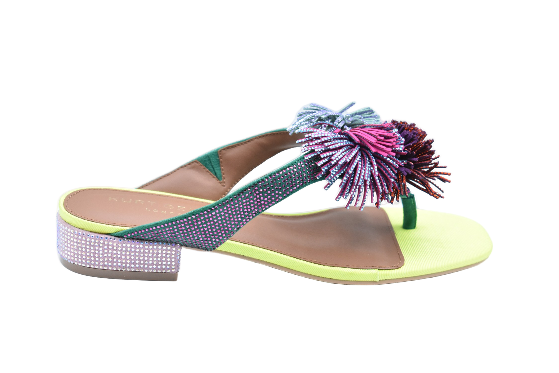 Low-Heeled Sandal With Colorful Pom-Pom Embellishments