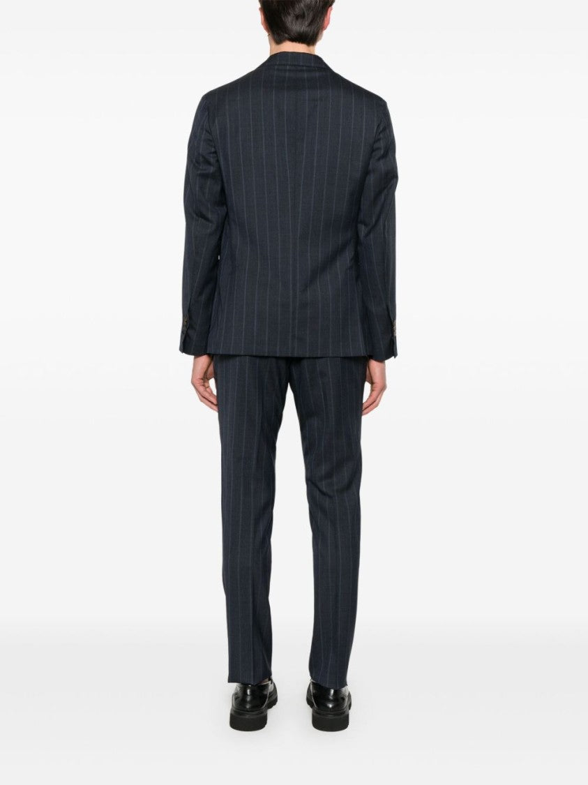 Navy Blue Virgin Wool Pinstripe Suit