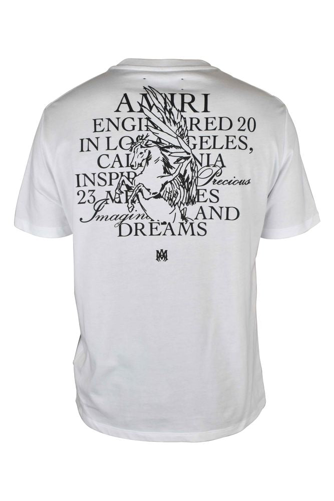 Biały bawełniany T-shirt z ilustracją jednorożca