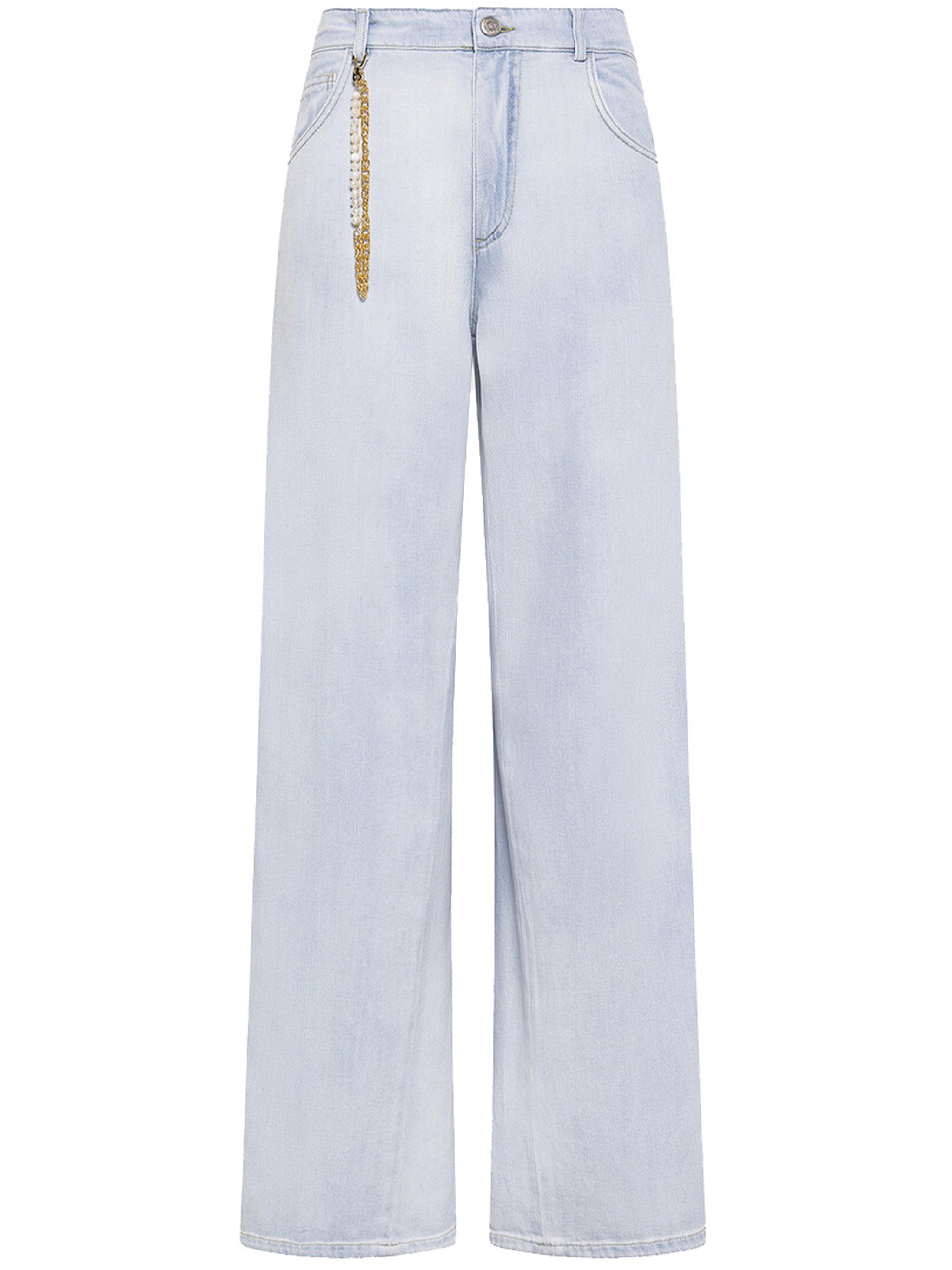 Light Blue Pantalone High-Waisted Wide-Leg Pants