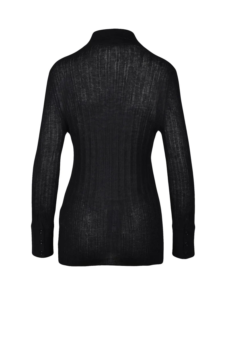 Ribbed Cardigan - Black