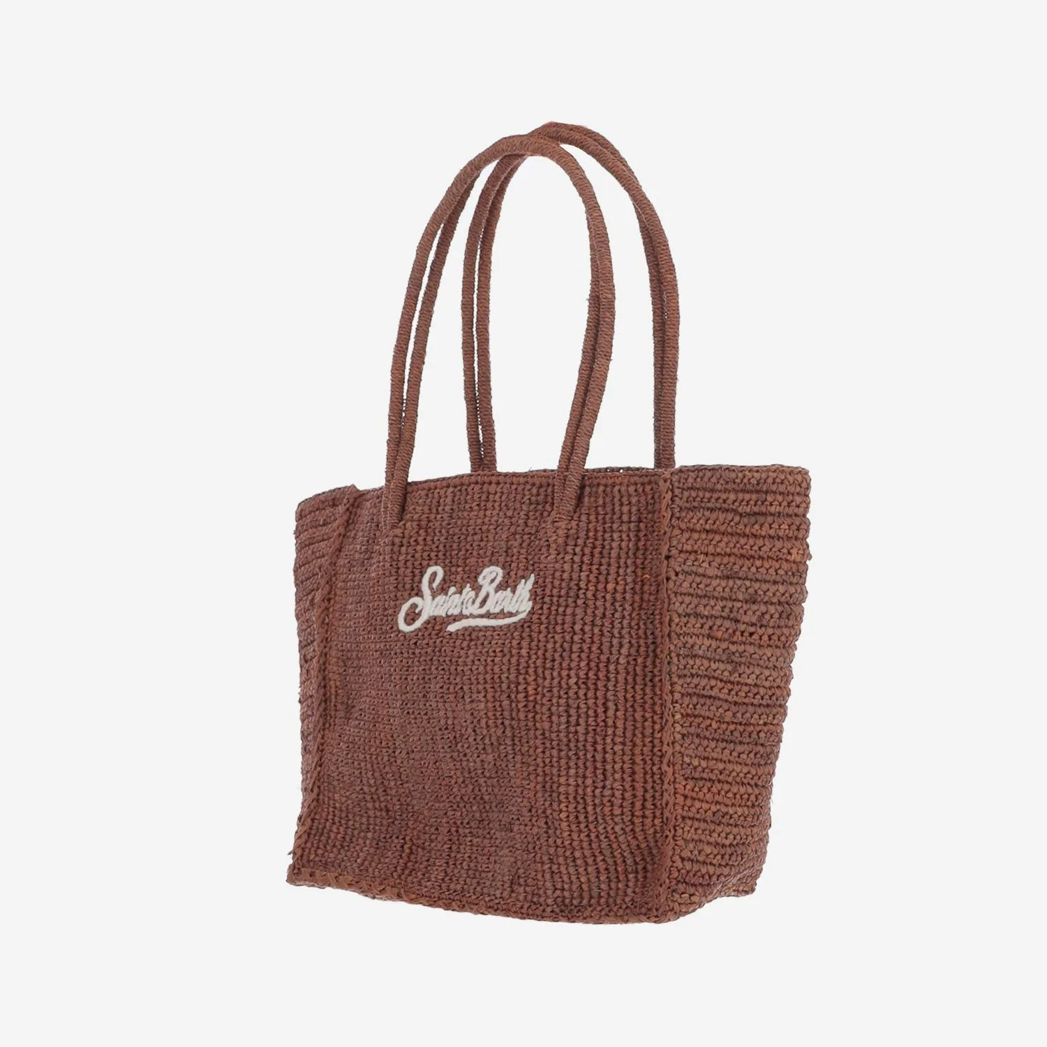 Textured Woven Medium Tote Bag with Embroidered Logo