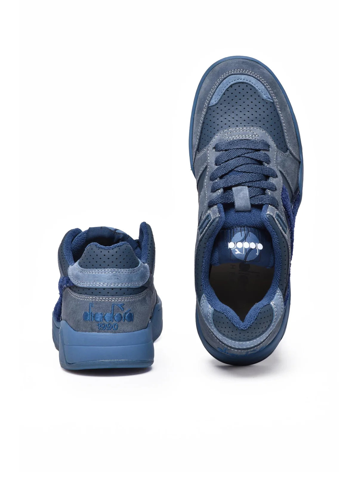 Blue Leather Terry Basket Sneakers
