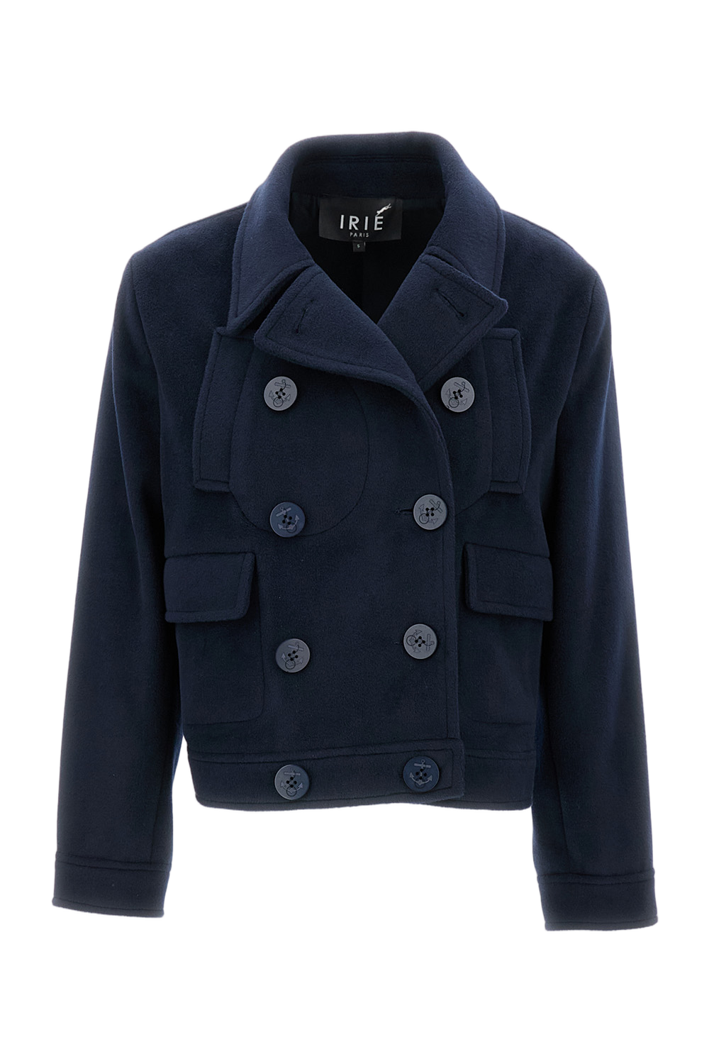 Structured Blue Jacket With Front Zipper Closure
