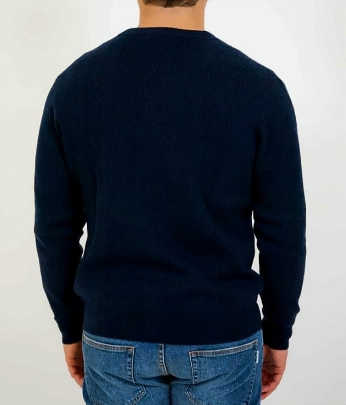 Deep V-Neck Blue Wool Cardigan