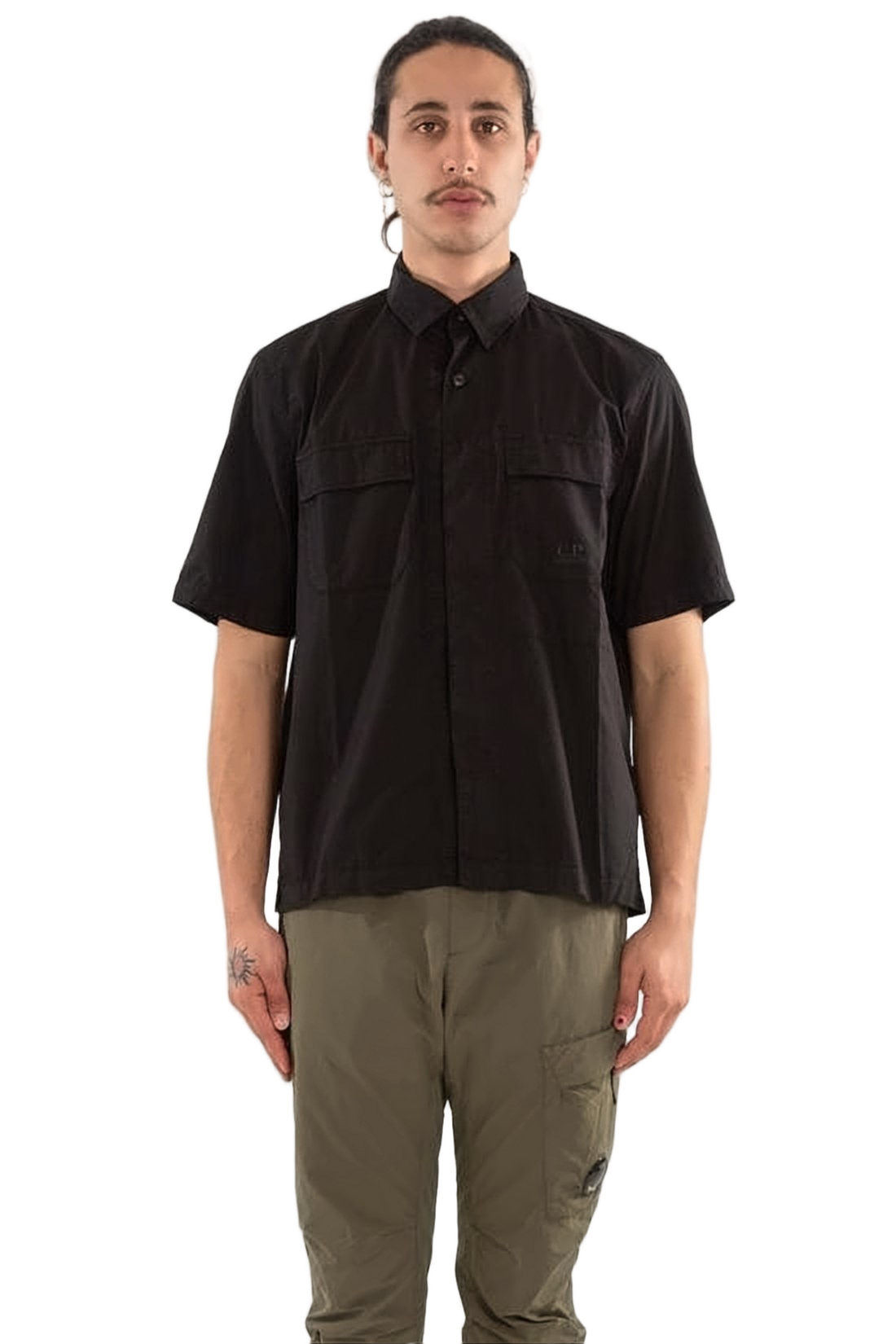 Boxy Fit Short-Sleeve Shirt with Classic Collar