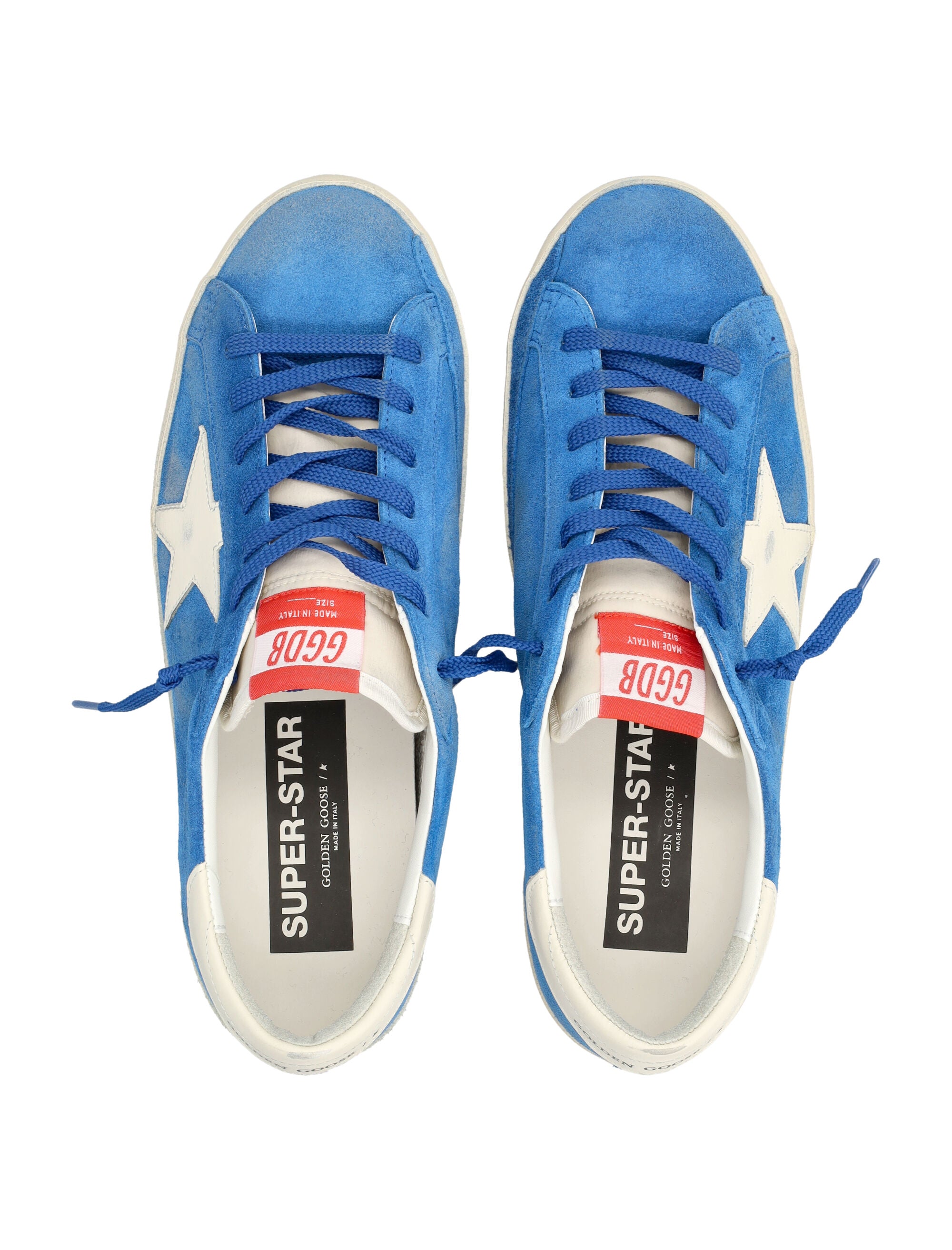 Distressed Blue Suede Low-Top Sneakers with Contrasting Elements