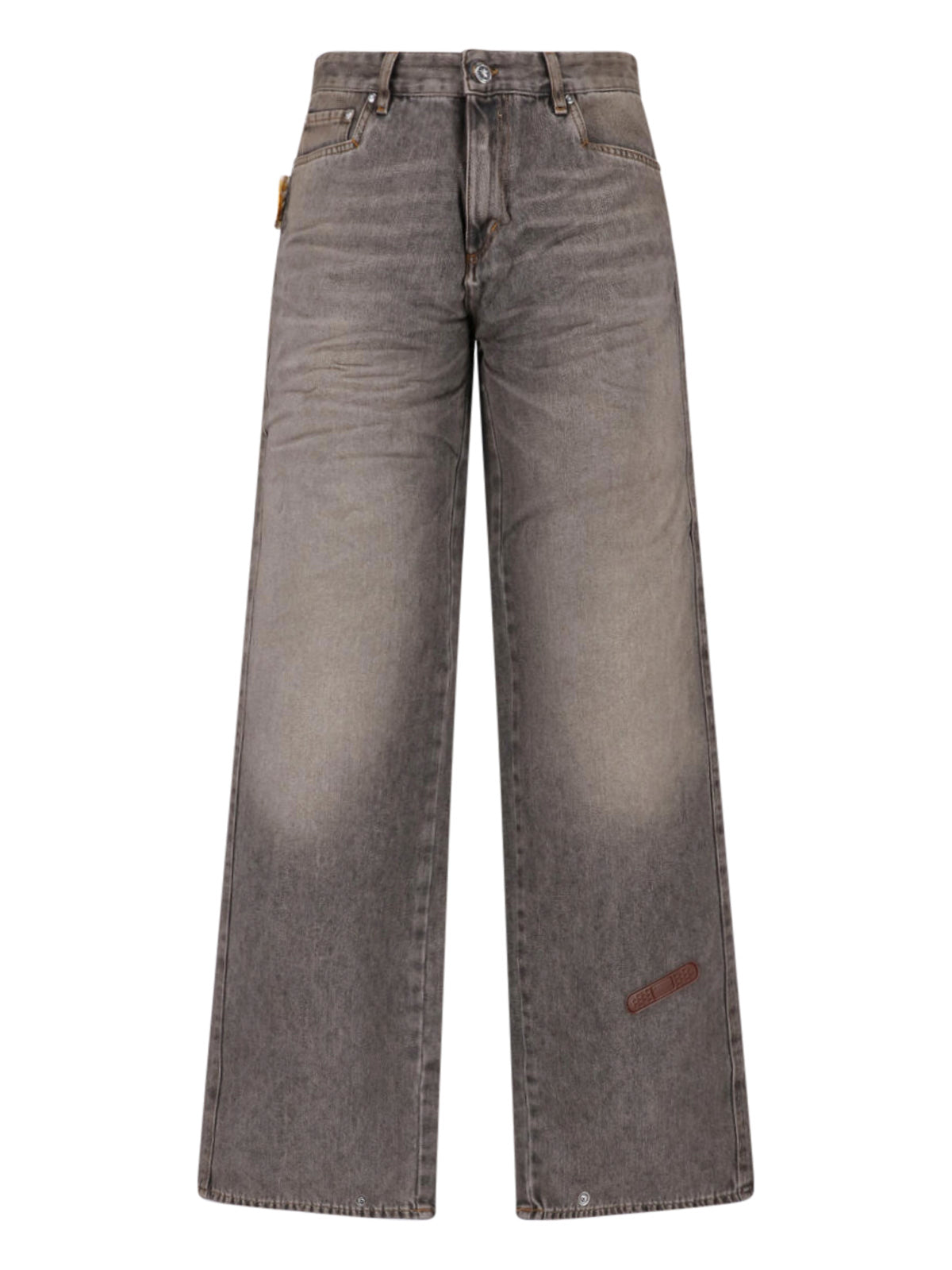 Gray Rich Kid Wide-Leg Jeans