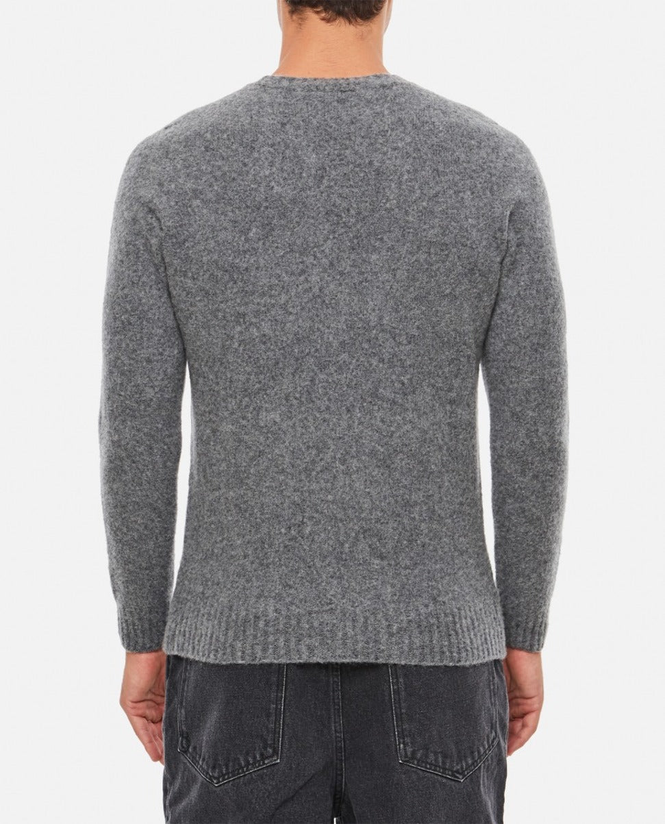 Sweter wełniany z dekoltem okrągłym ze ściągaczem