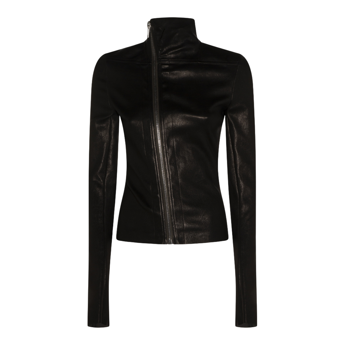Fitted Asymmetrical Black Leather Jacket