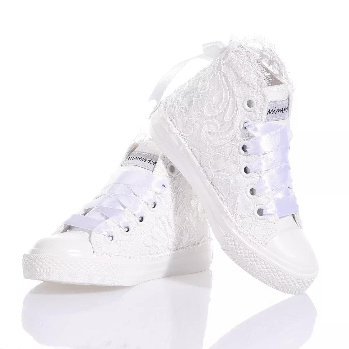High-Top Canvas Sneakers With Embroidered Lace