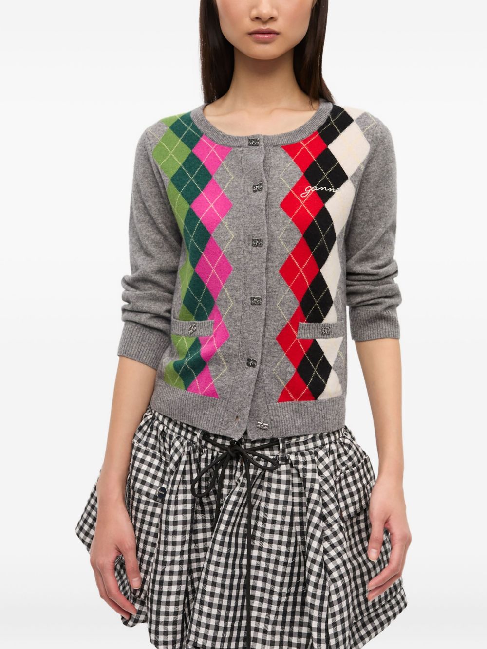 Rozpinany sweter w kratę