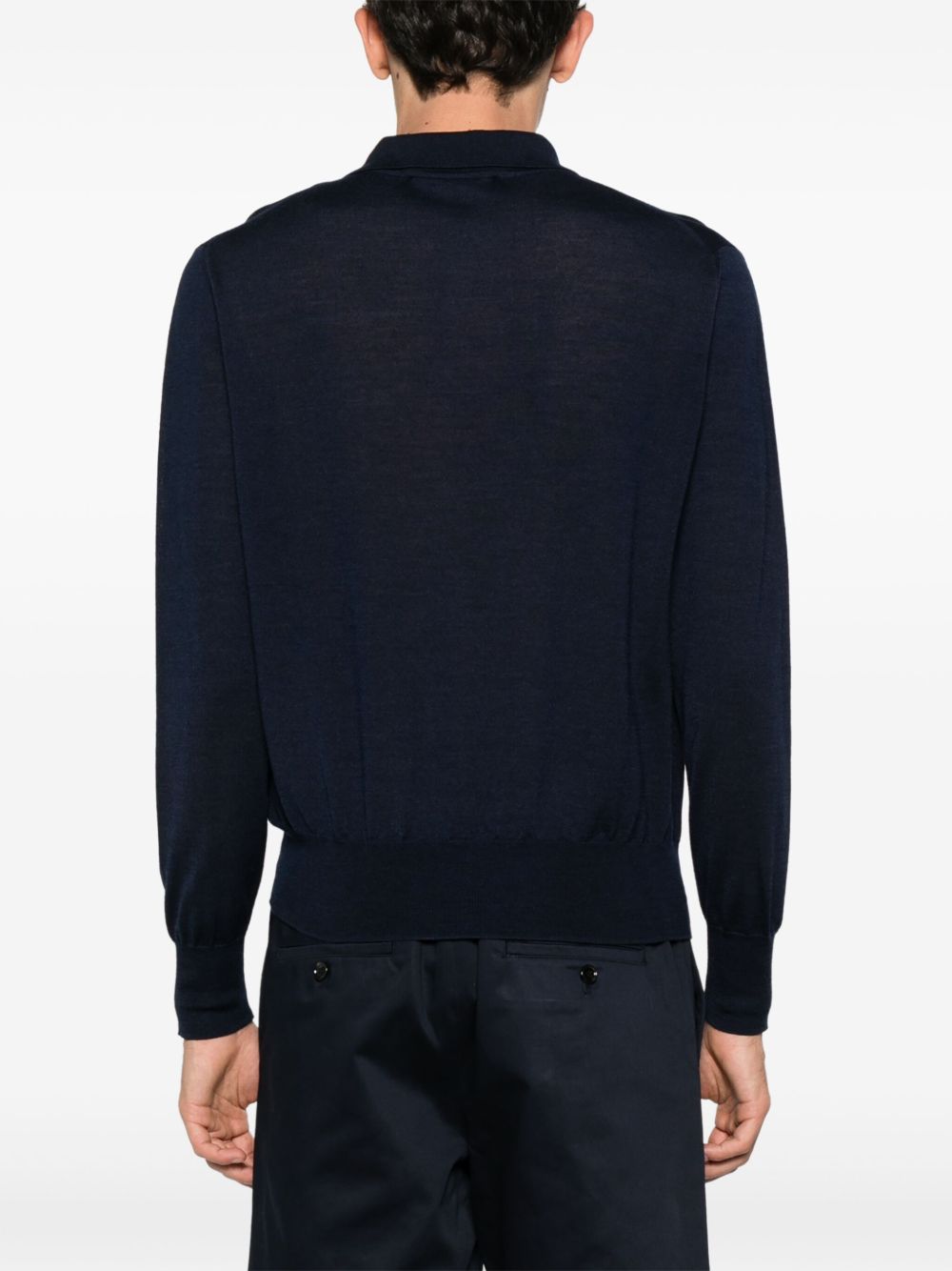 Navy Blue Long-Sleeve Polo Shirt