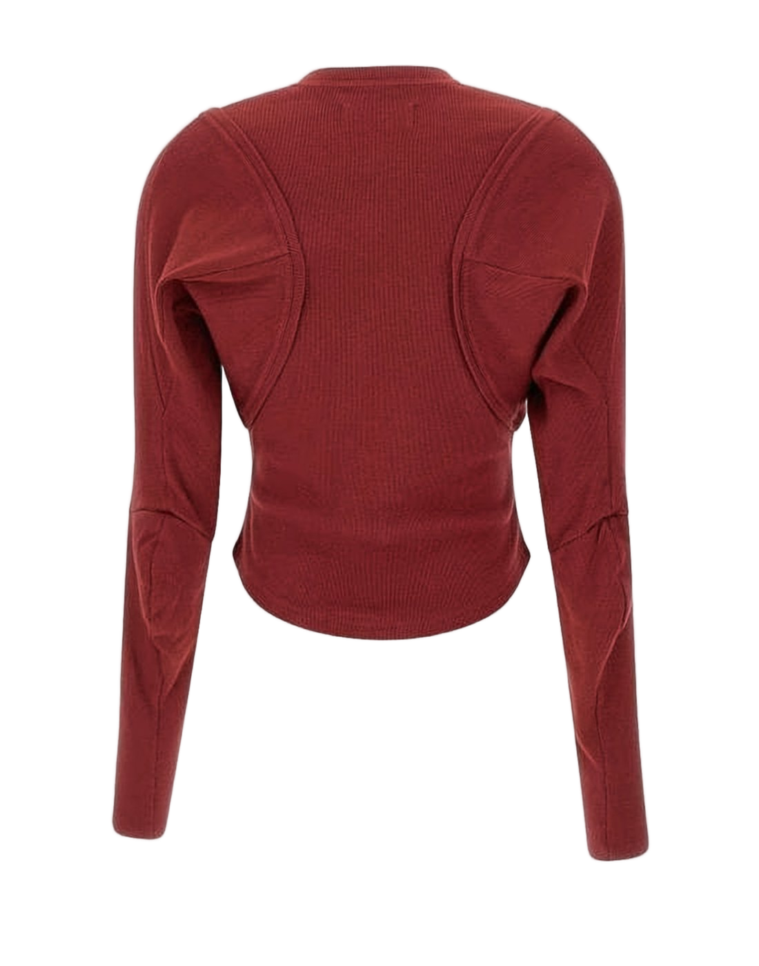 Fitted Ribbed Long-Sleeve Top with Structured Panels