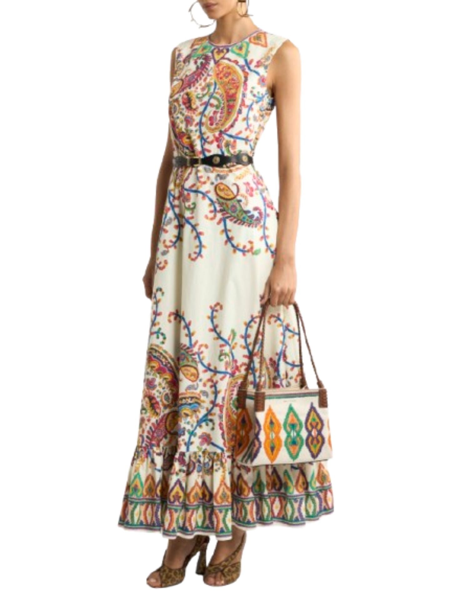 Fit-And-Flare Maxi Dress With Floral