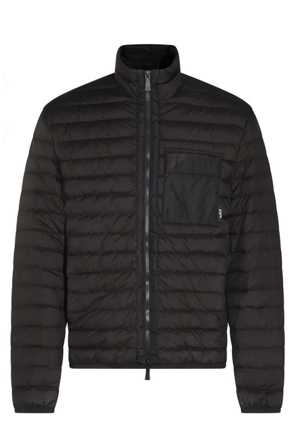 Quilted Black Jacket With High Collar