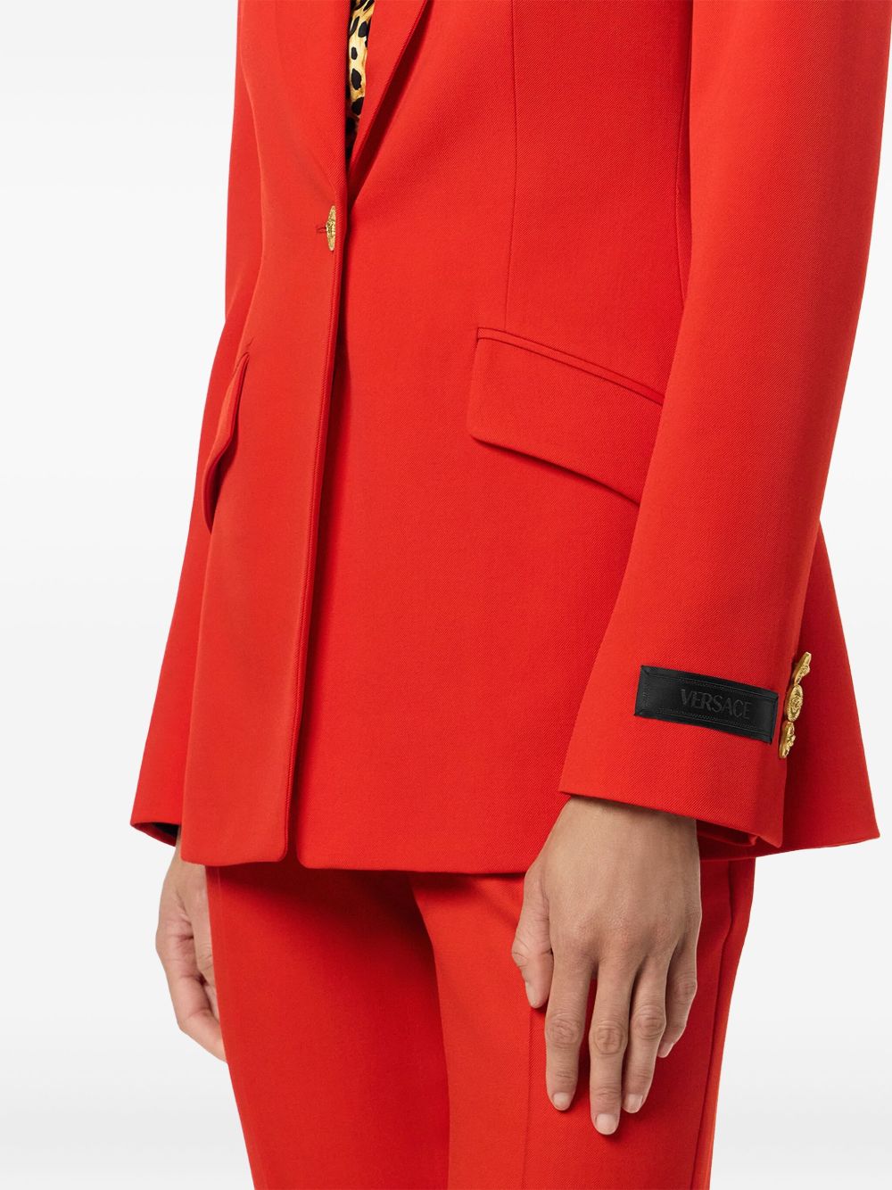 Tailored Red Jacket with Gold-tone Accents