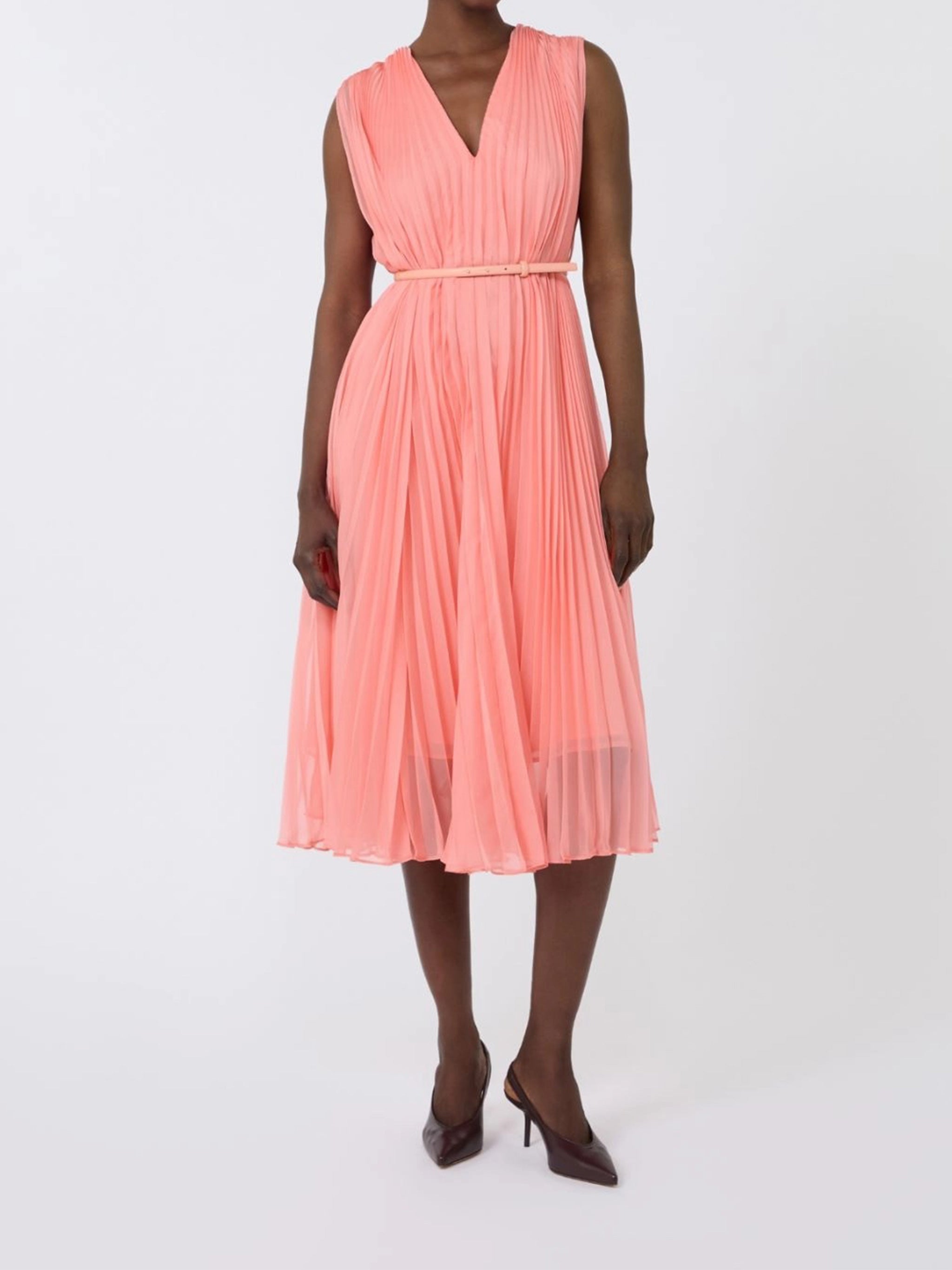 Pink Mxecapsul Sleeveless Midi Pleated Dress