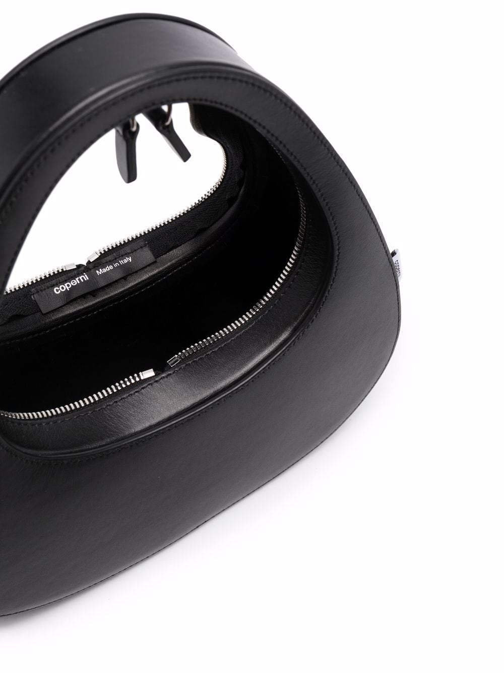Rounded Triangular Black Leather Handbag