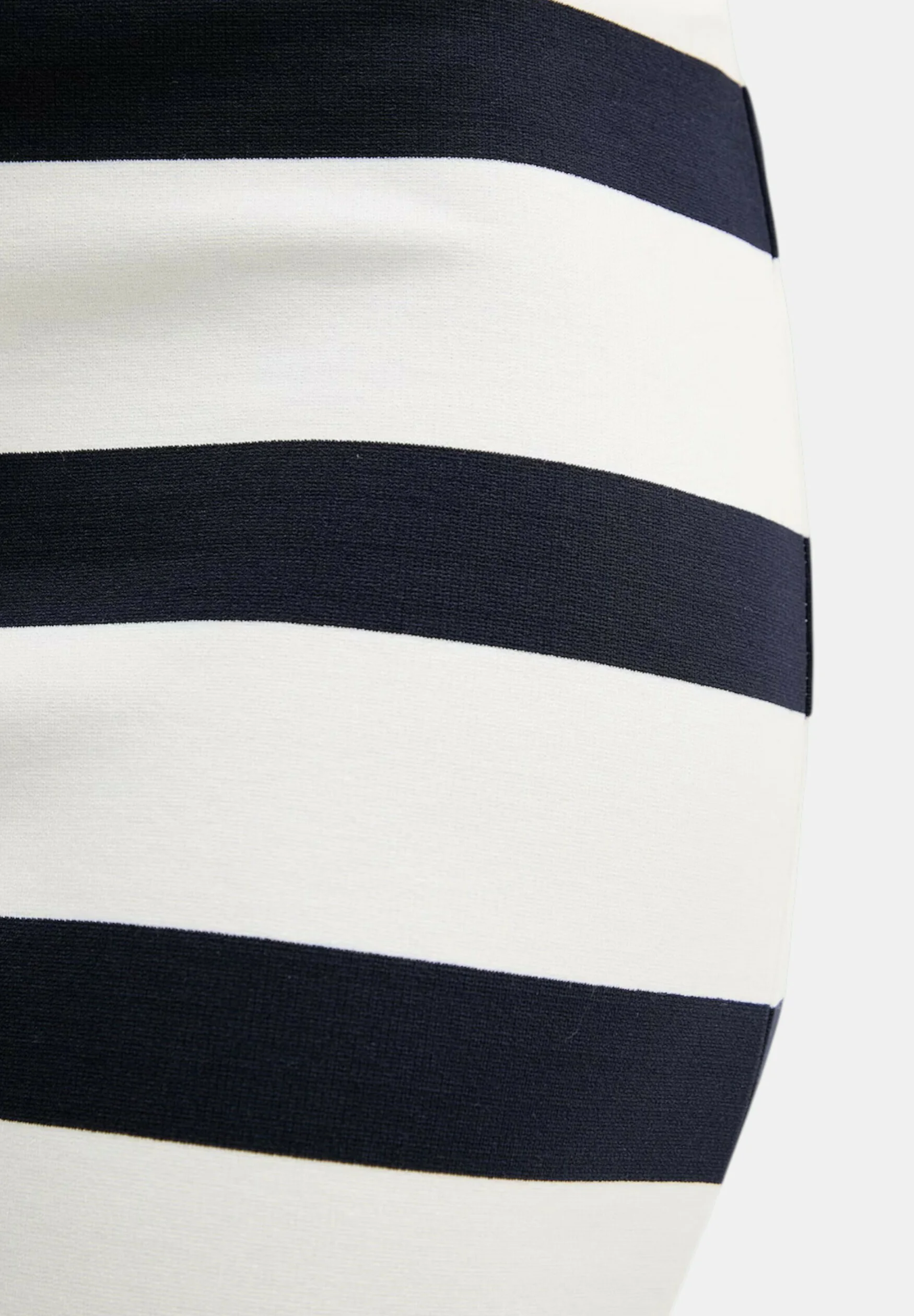 Navy Striped Viscose Midi Skirt