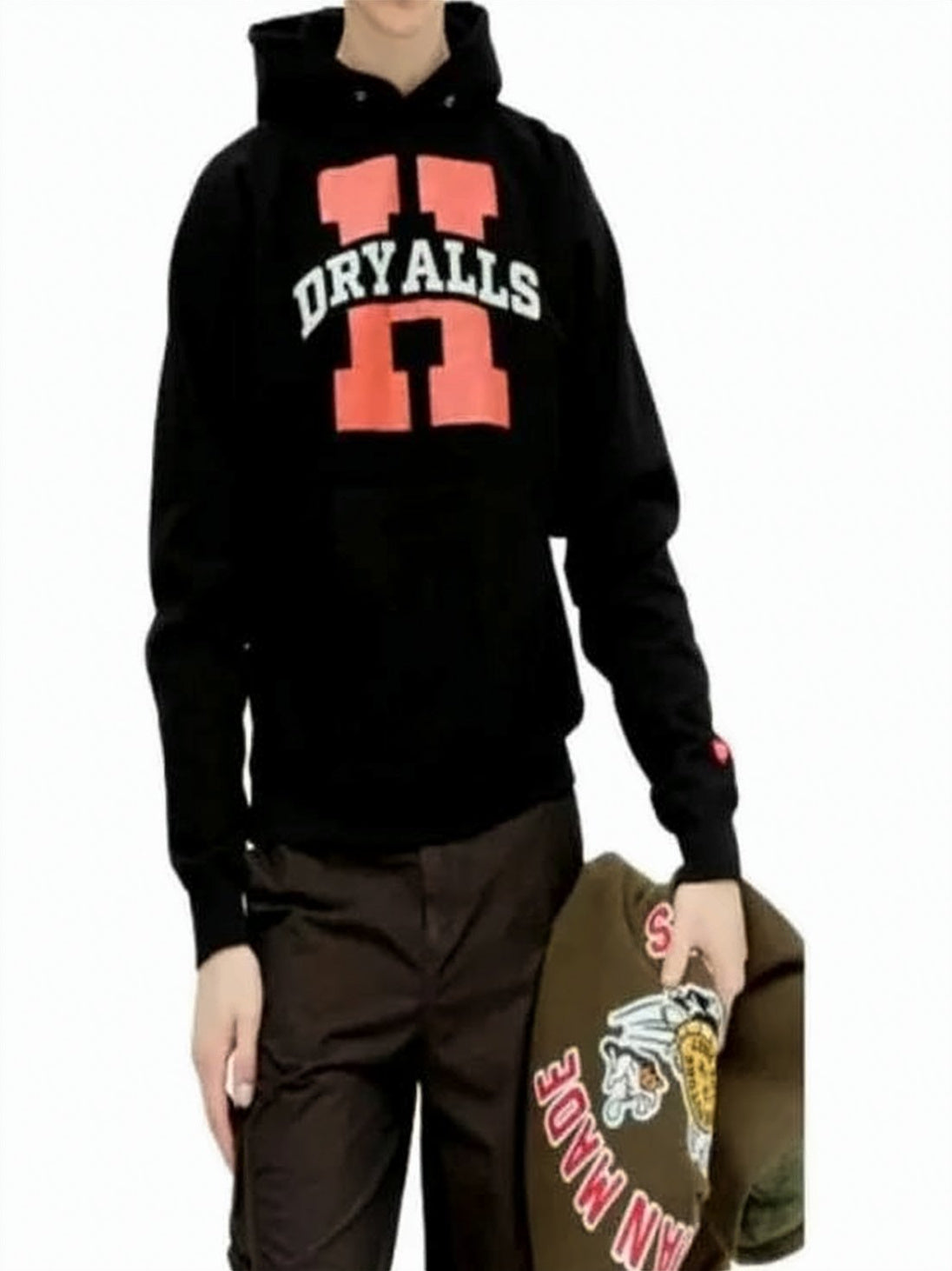 Black Hoodie with Prominent Logo and Relaxed Fit