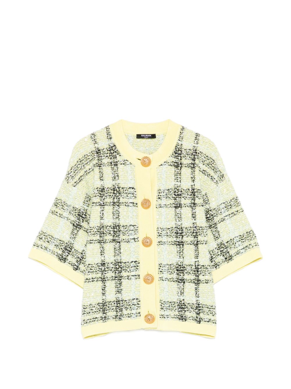 Textured Plaid Knit Tops