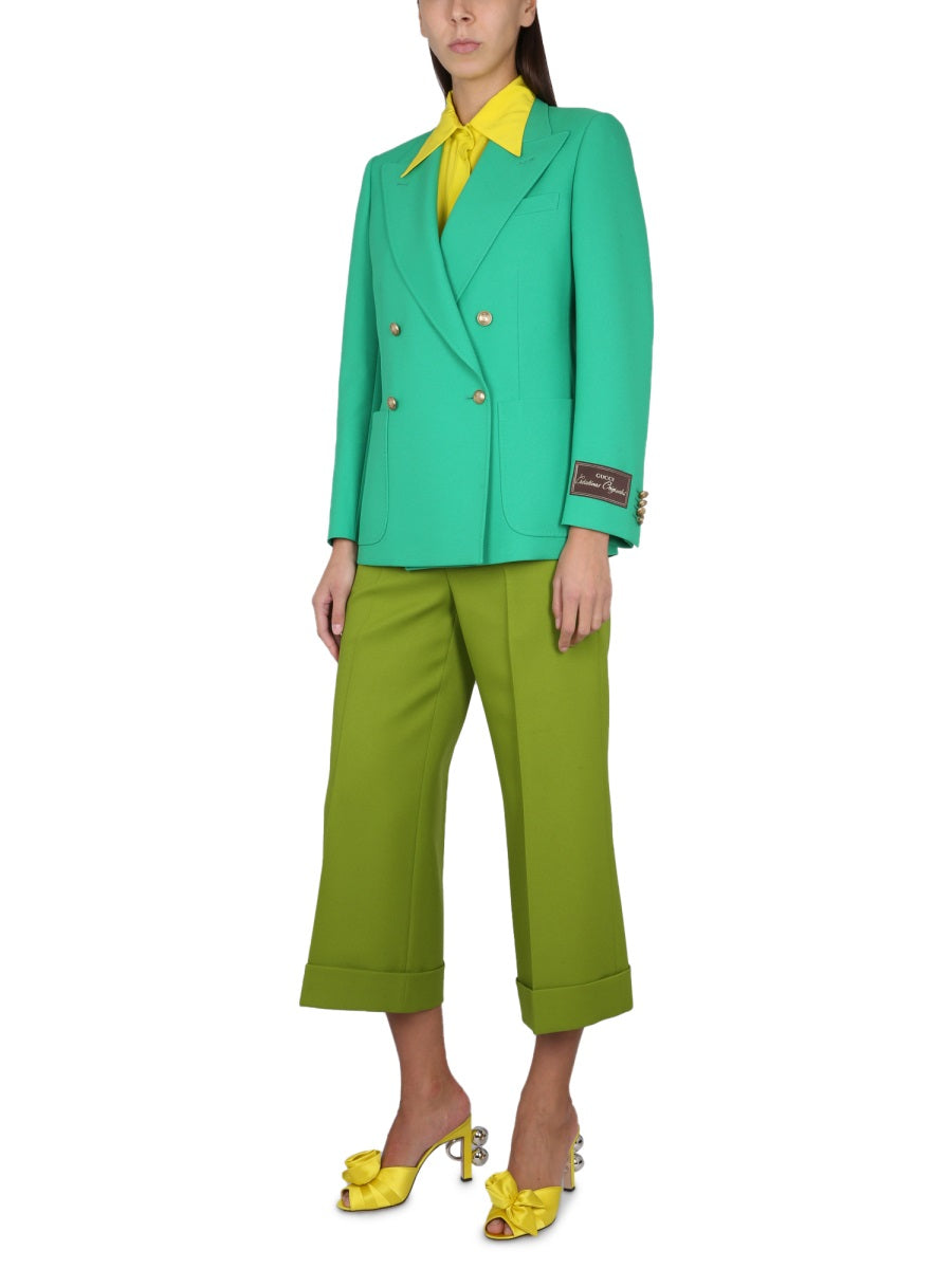 Pointed Collar Silk Shirt with Lined Detail