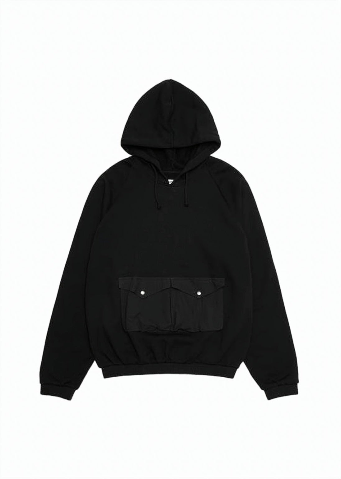 Relaxed Fit Black Hoodie with Front Pocket Detail