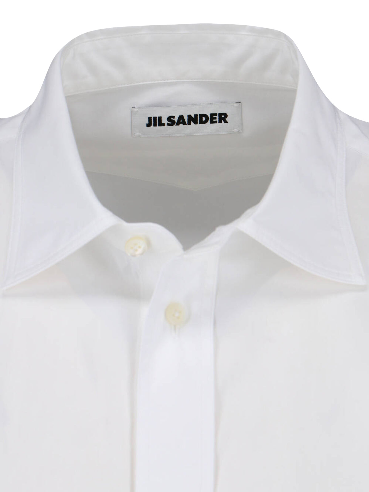 White Minimalist Pointed Collar Cotton Shirt