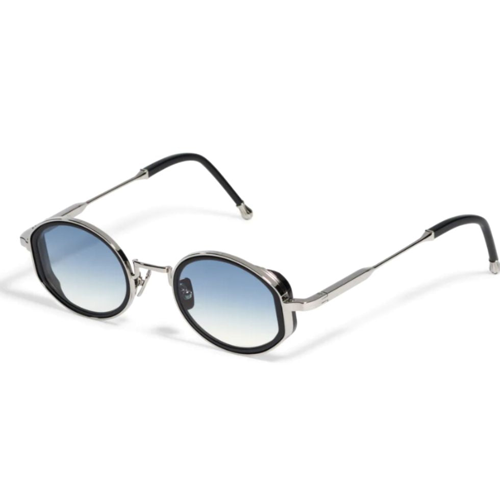 Jared Round Gradient Tint Sunglasses with Metallic Silver Frames