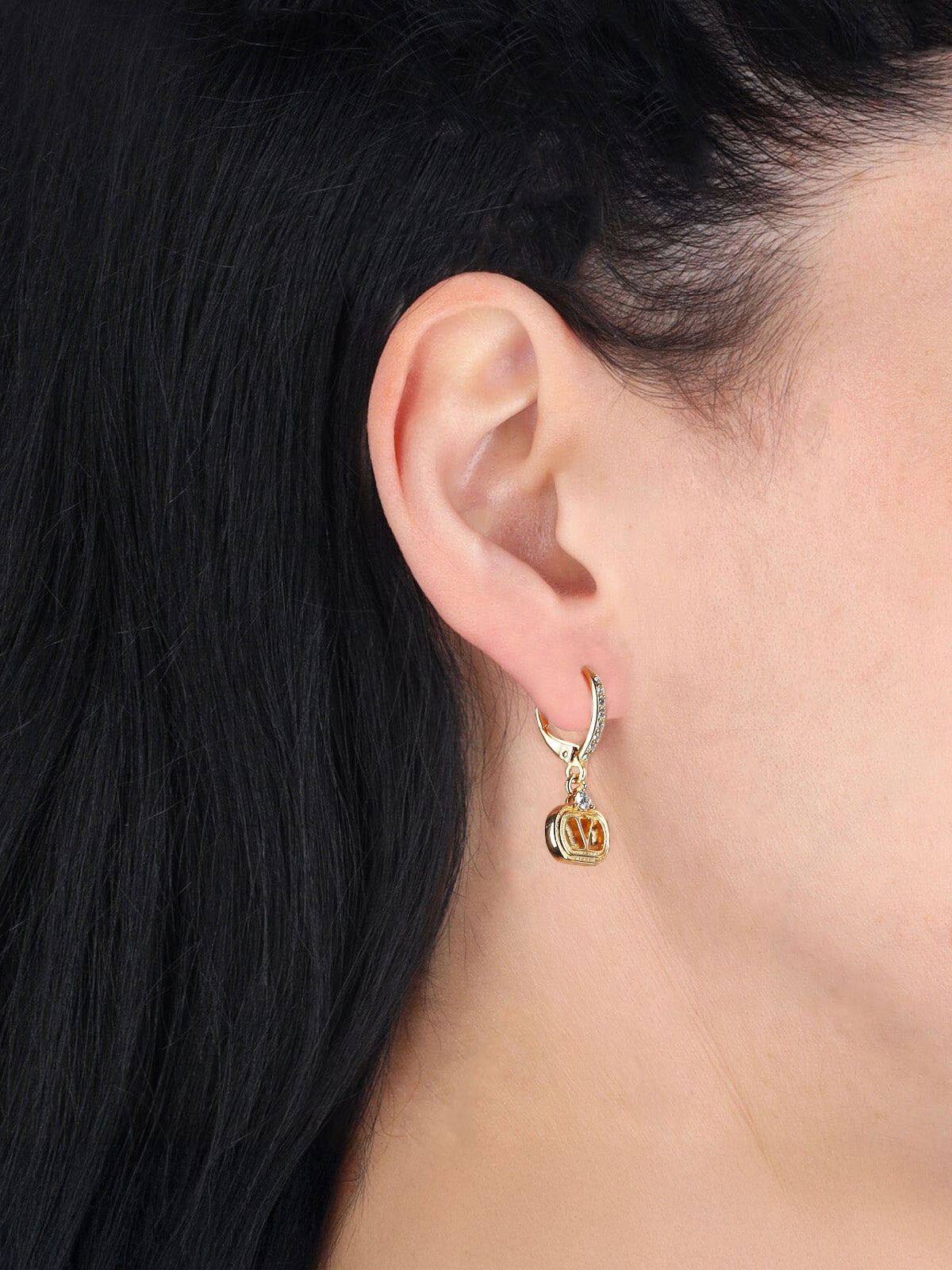 "Vlogo Signature" Drop Earrings Gold-Plated