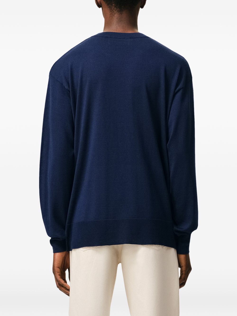 Ink Blue Ribbed Knit Sweatshirt