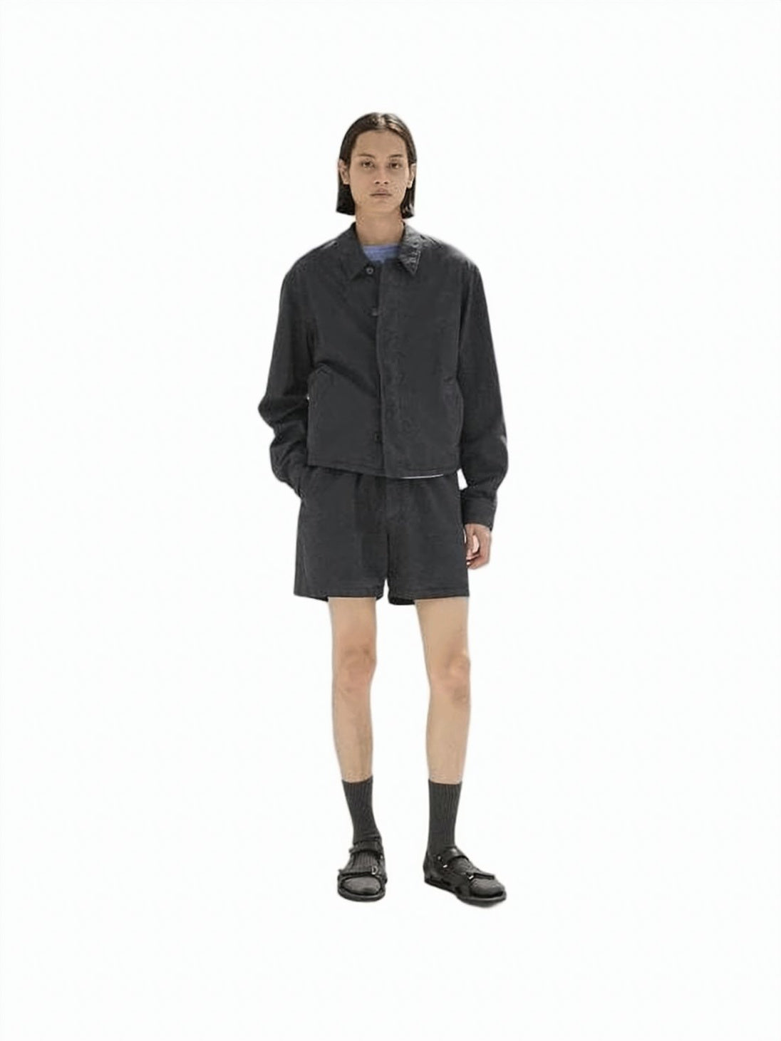 Boxy Cropped Jacket with Classic Collar