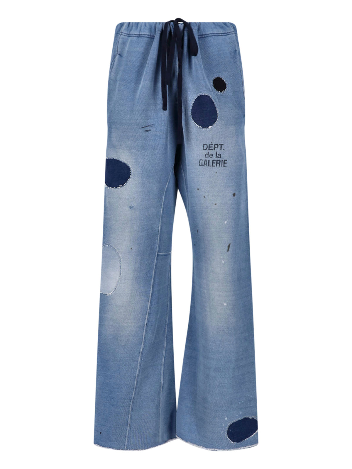 Relaxed Wide-Leg Trousers With Distressed Detailing And Patchwork Accents